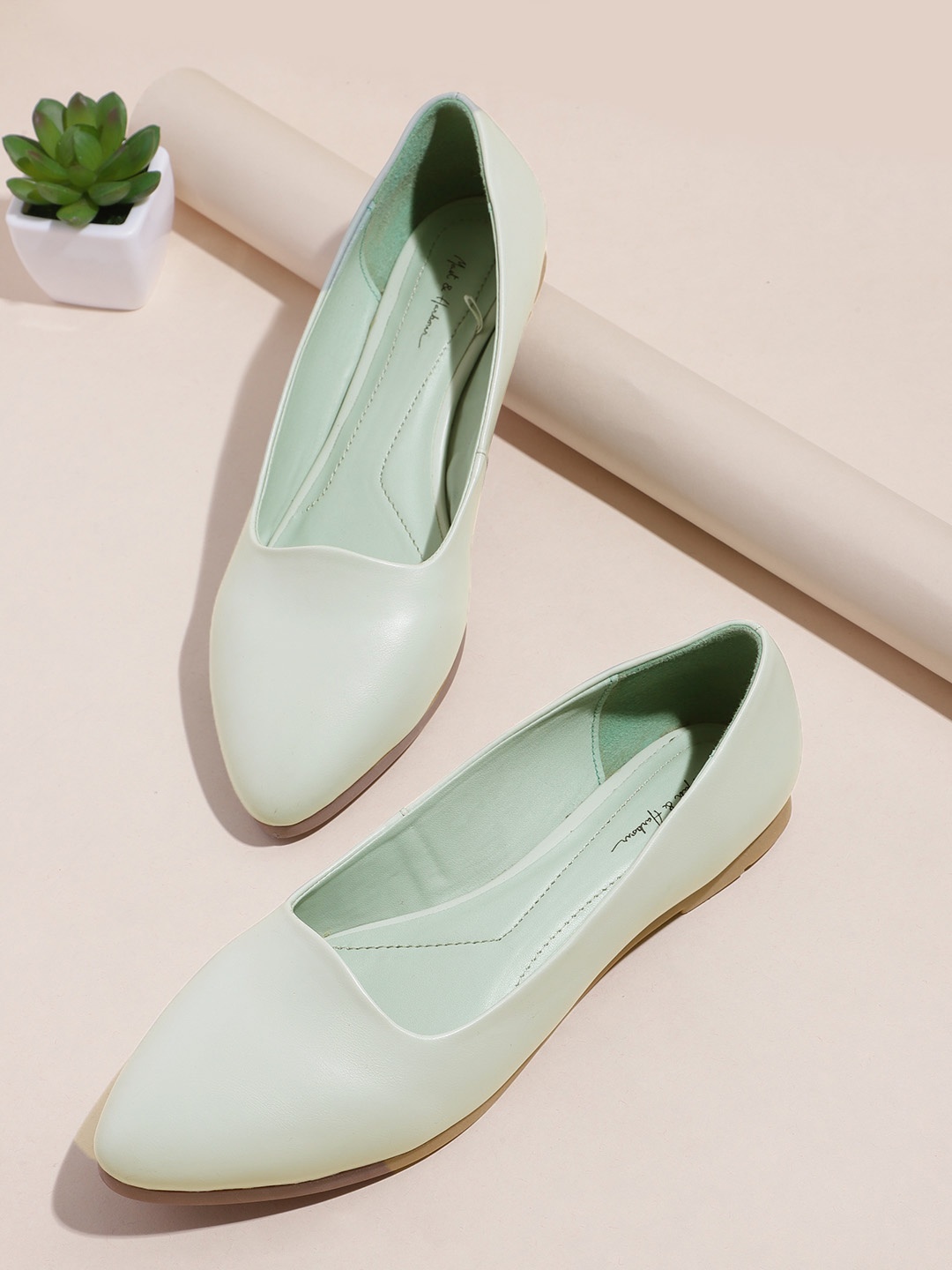 

Mast & Harbour Women Mint Green Solid Ballerinas