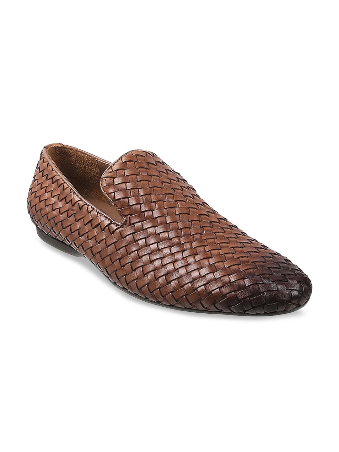 

J.FONTINI Men Tan-Brown Textured Formal Loafers