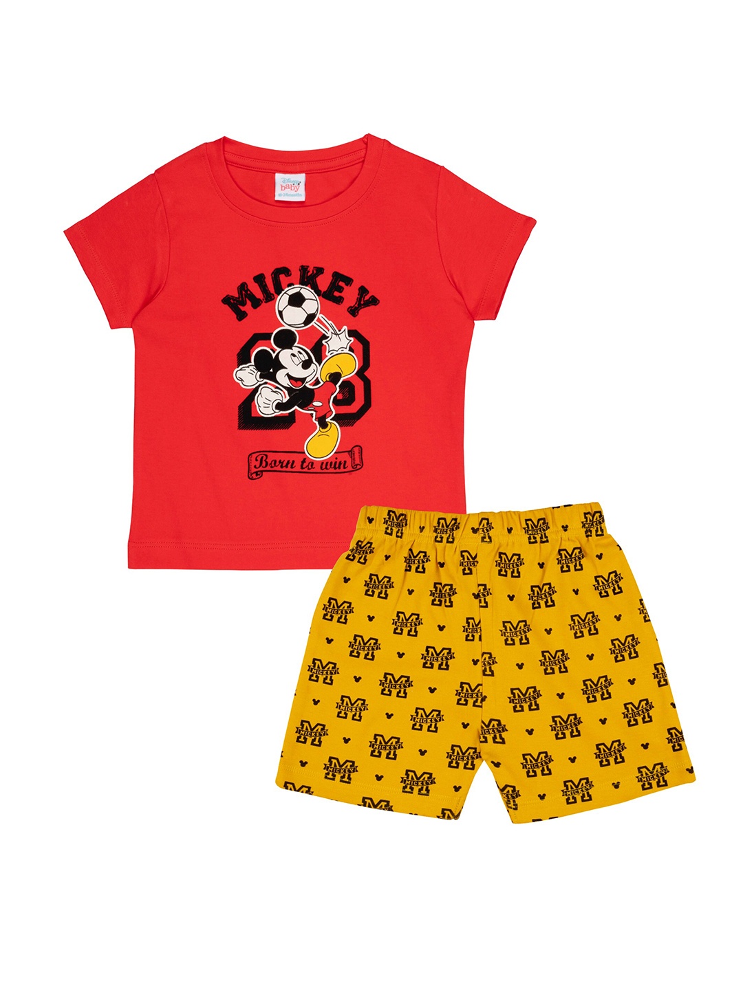 

Disney Boys Red & Yellow Printed Cotton T-shirt with Shorts