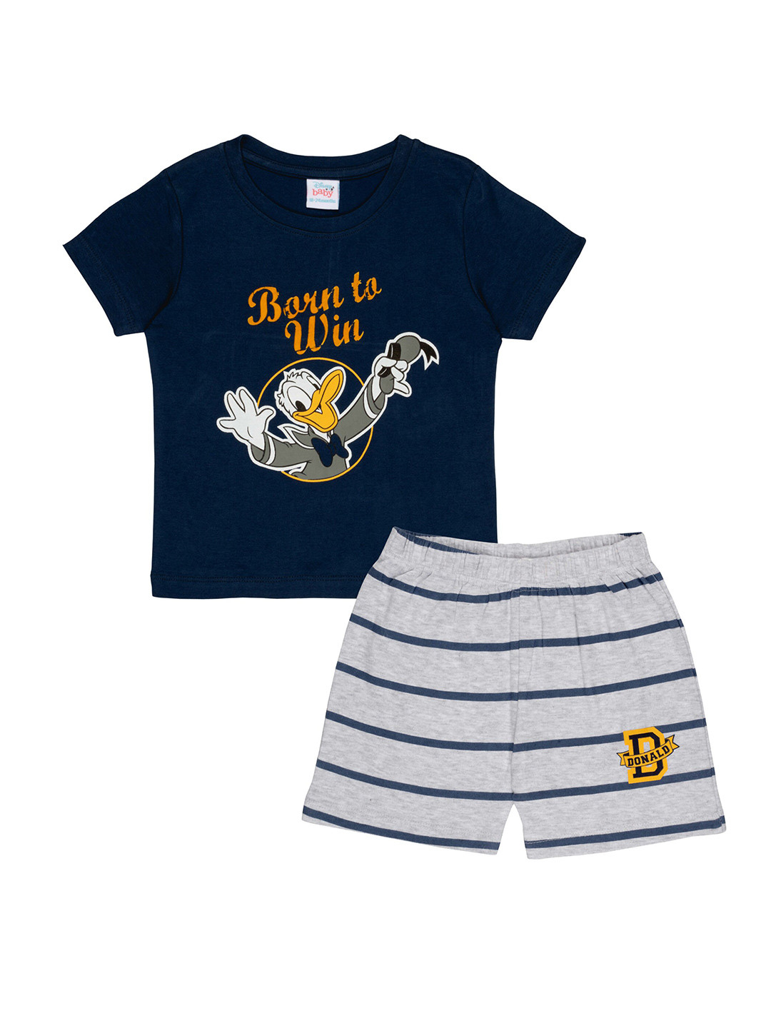 

Disney Boys Navy Blue & Grey Printed T-shirt with Shorts