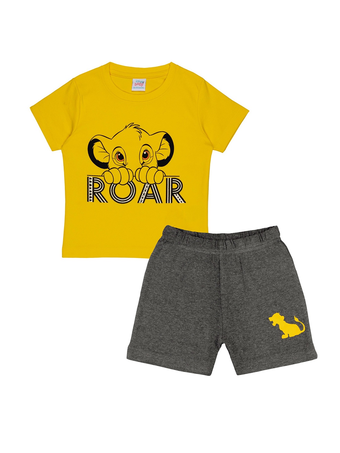 

Disney Boys Yellow & Grey Printed Pure Cotton T Shirt & Shorts