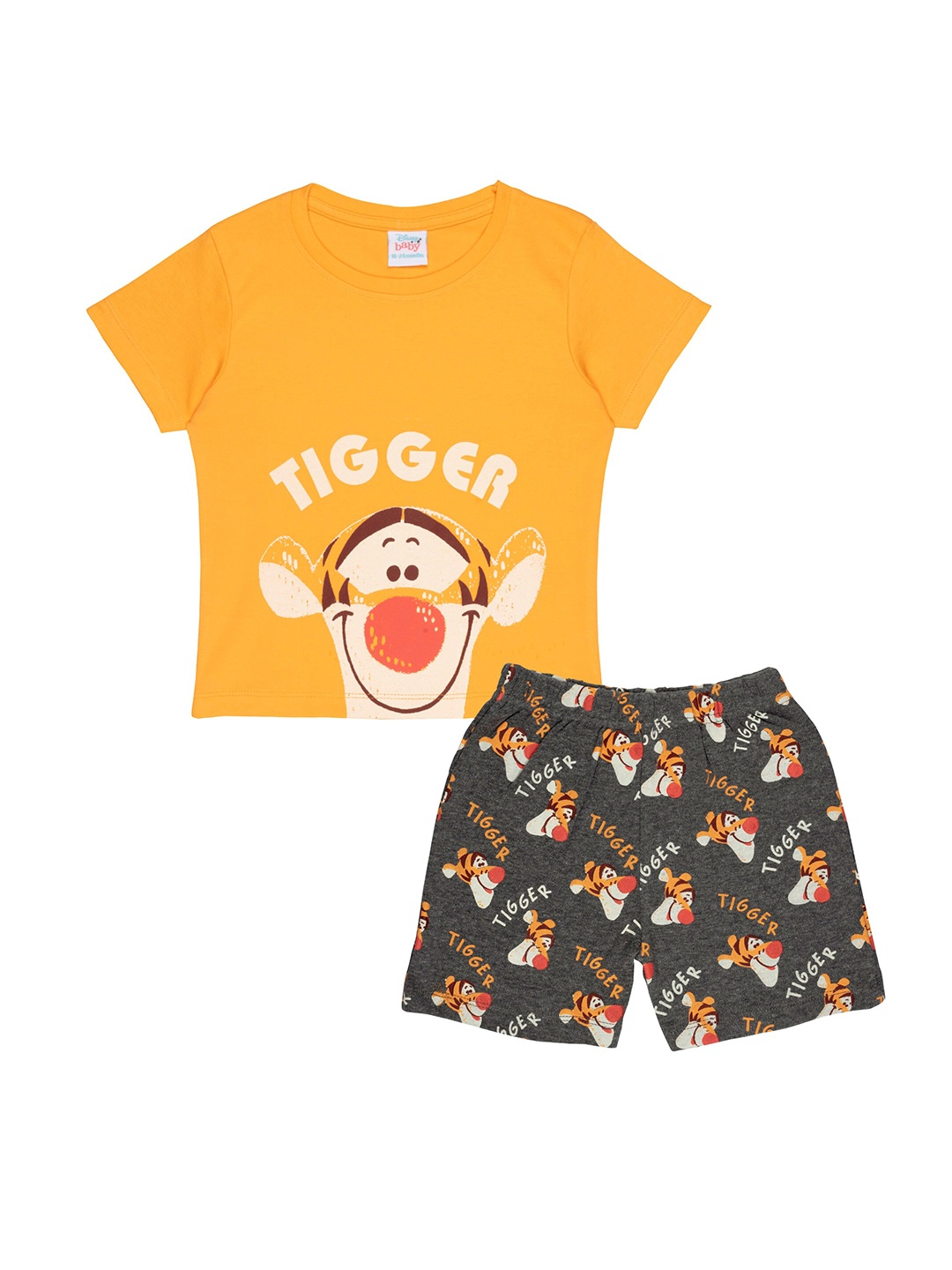 

Disney Boys Orange & Grey Pure Cotton Printed T-shirt with Shorts