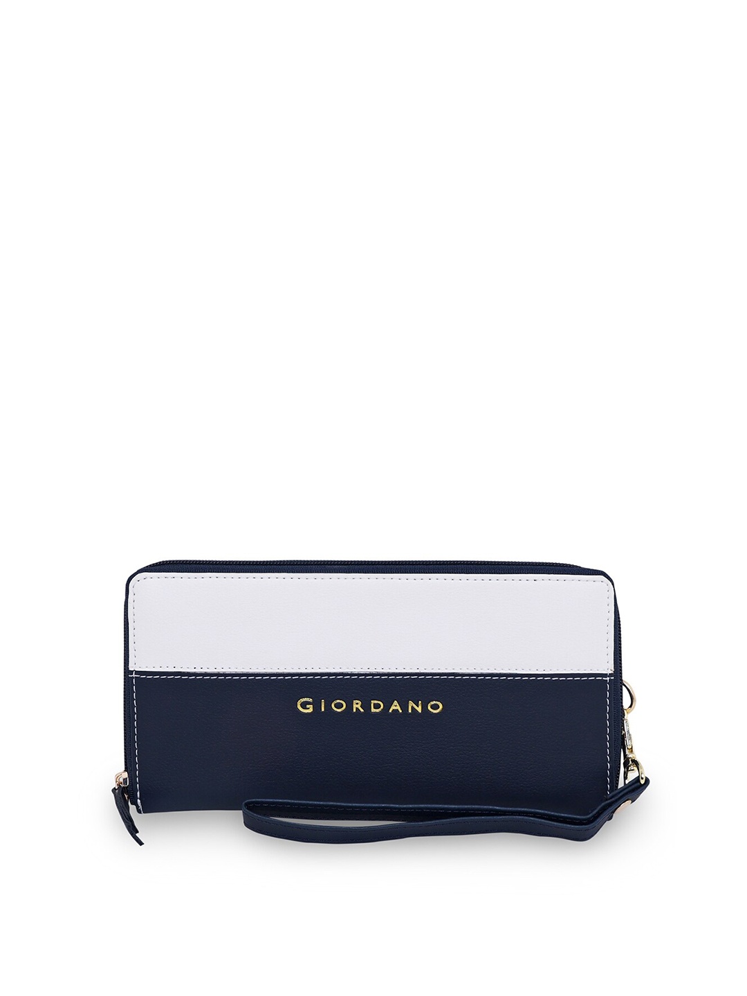 

GIORDANO Women Navy Blue & White Colourblocked Zip Around Wallet