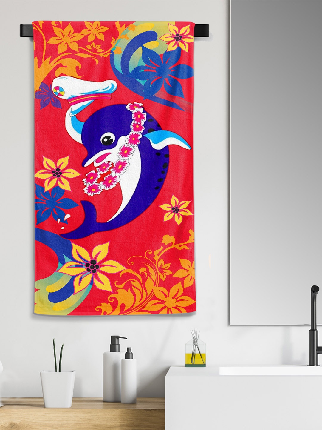 

YK Kids Red & Blue Printed 260 GSM Organic Cotton Bath Towel