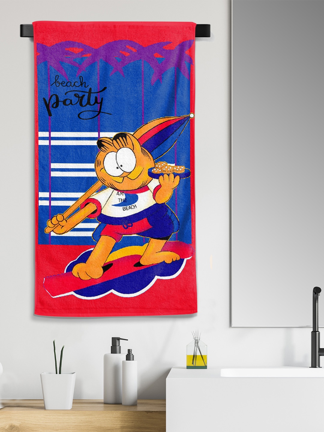 

YK Kids Party Boy Cartoon Printed Large Cotton Bath Towel in 300 GSM, Blue