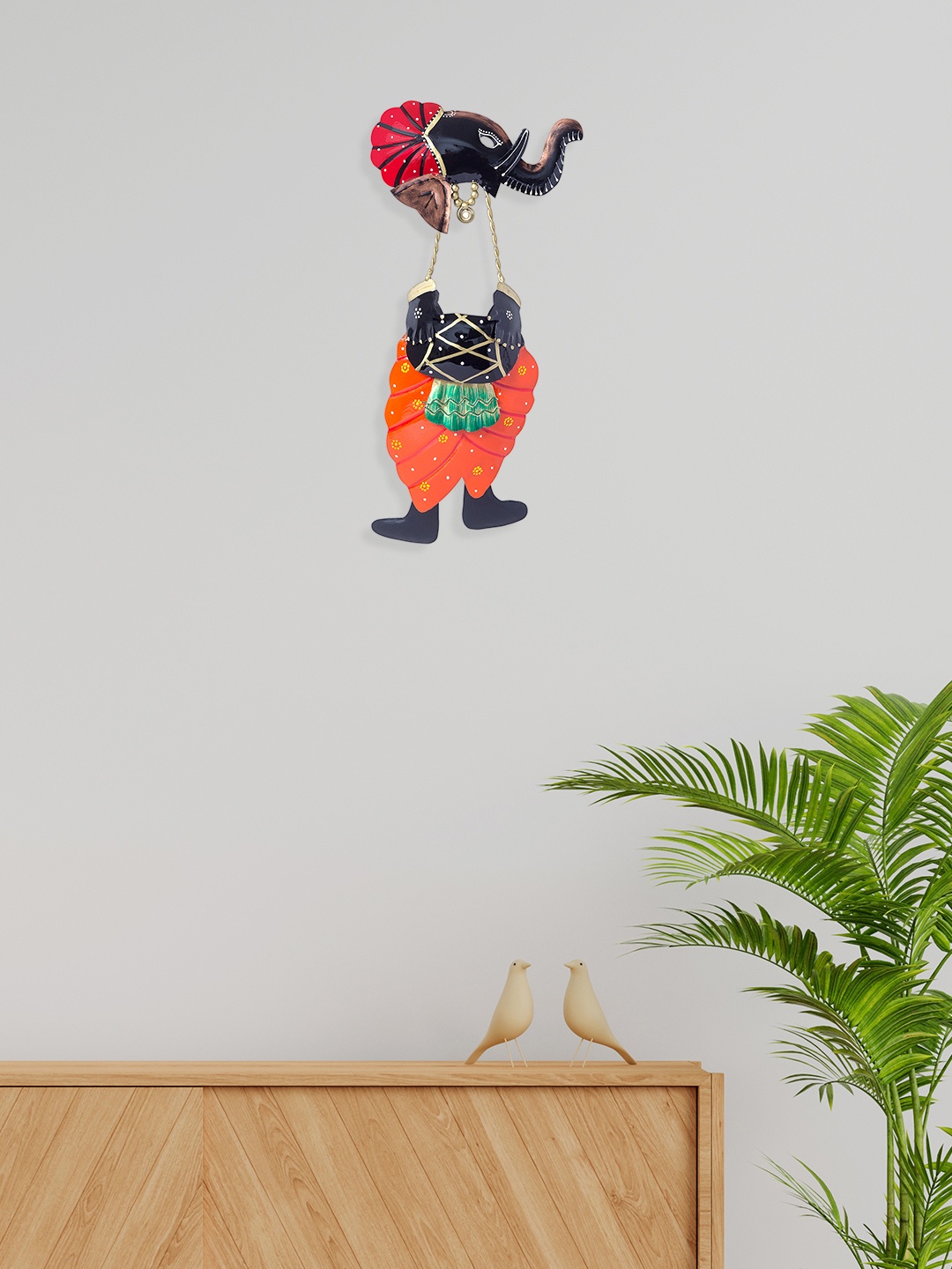 

Golden Peacock Orange & Black Lord Ganesha Iron Wall Hanging Decor