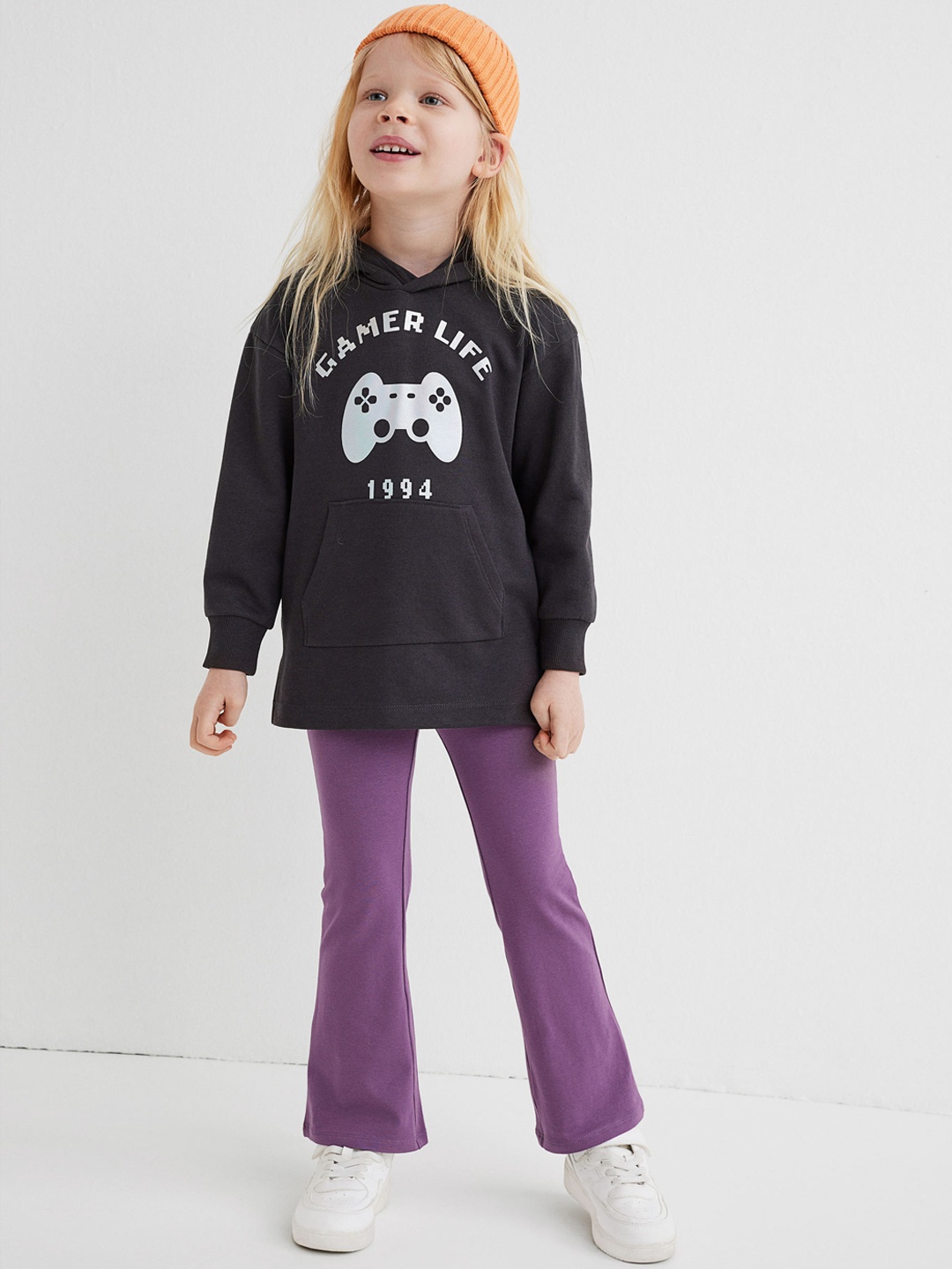 

H&M Girls Grey & Purple 2-Piece Hoodie And Leggings Set