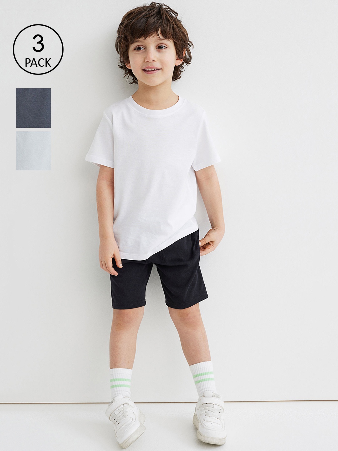 

H&M 3-Pack Cotton Jersey Shorts, Grey