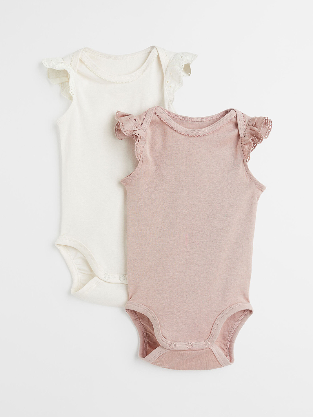 

H&M Girls Pink & White 2-pack Picot-trim Bodysuits