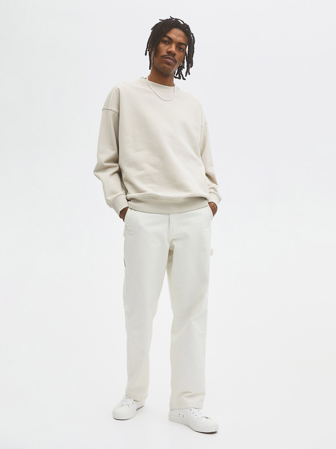 

H&M Men Oversized Fit Cotton Sweatshirt, Beige