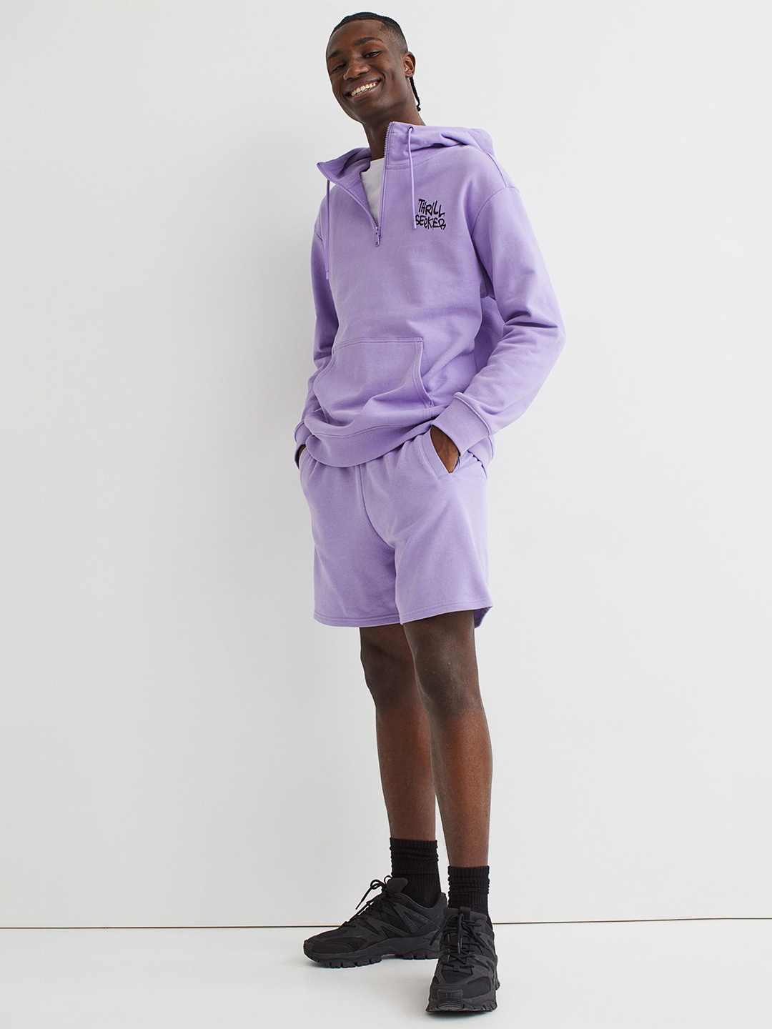 

H&M Men Lavender Relaxed Fit Zip-Top Hoodie