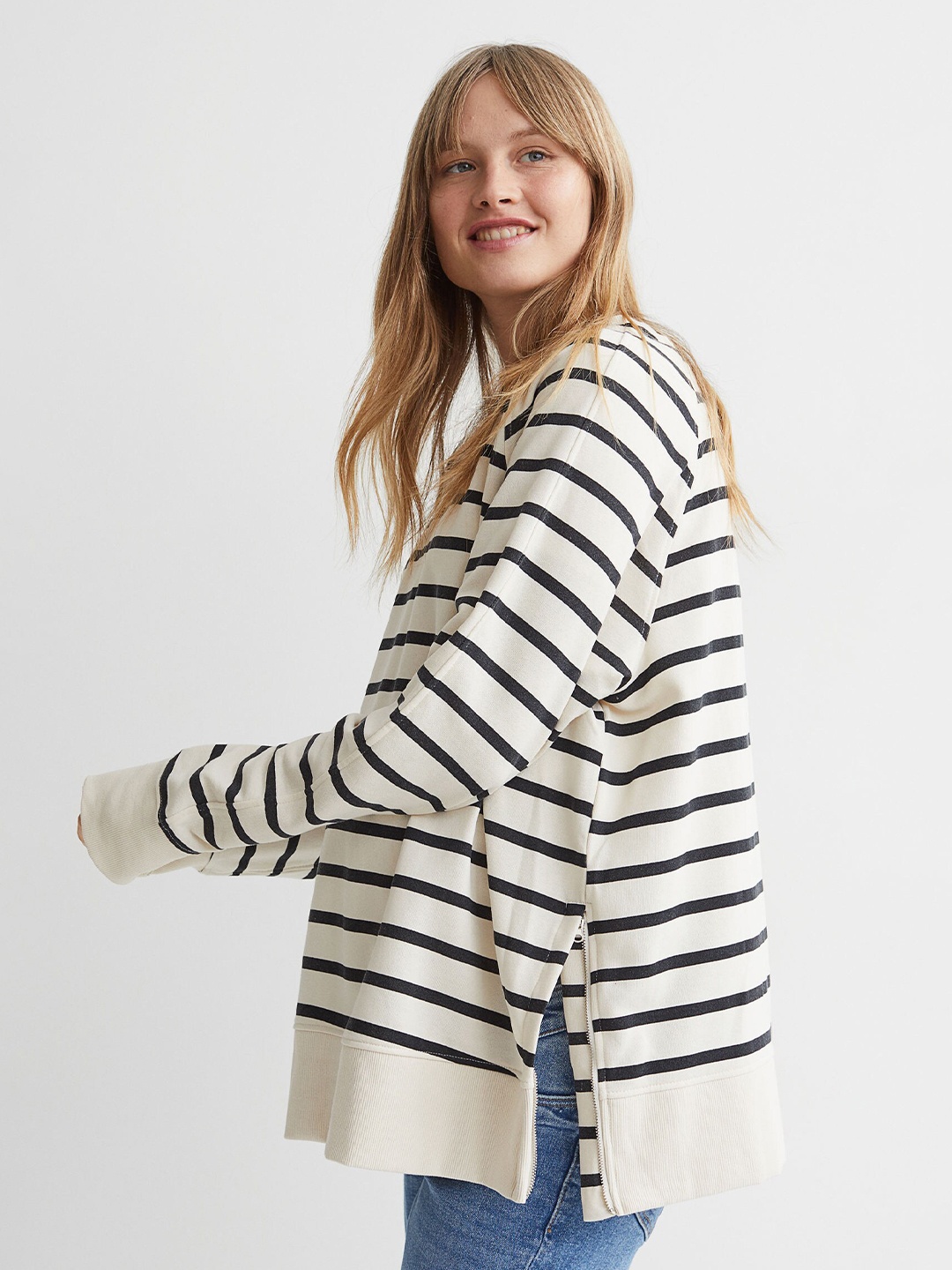 

H&M Women Multicoloured MAMA Zip-detail Sweatshirt, Multi
