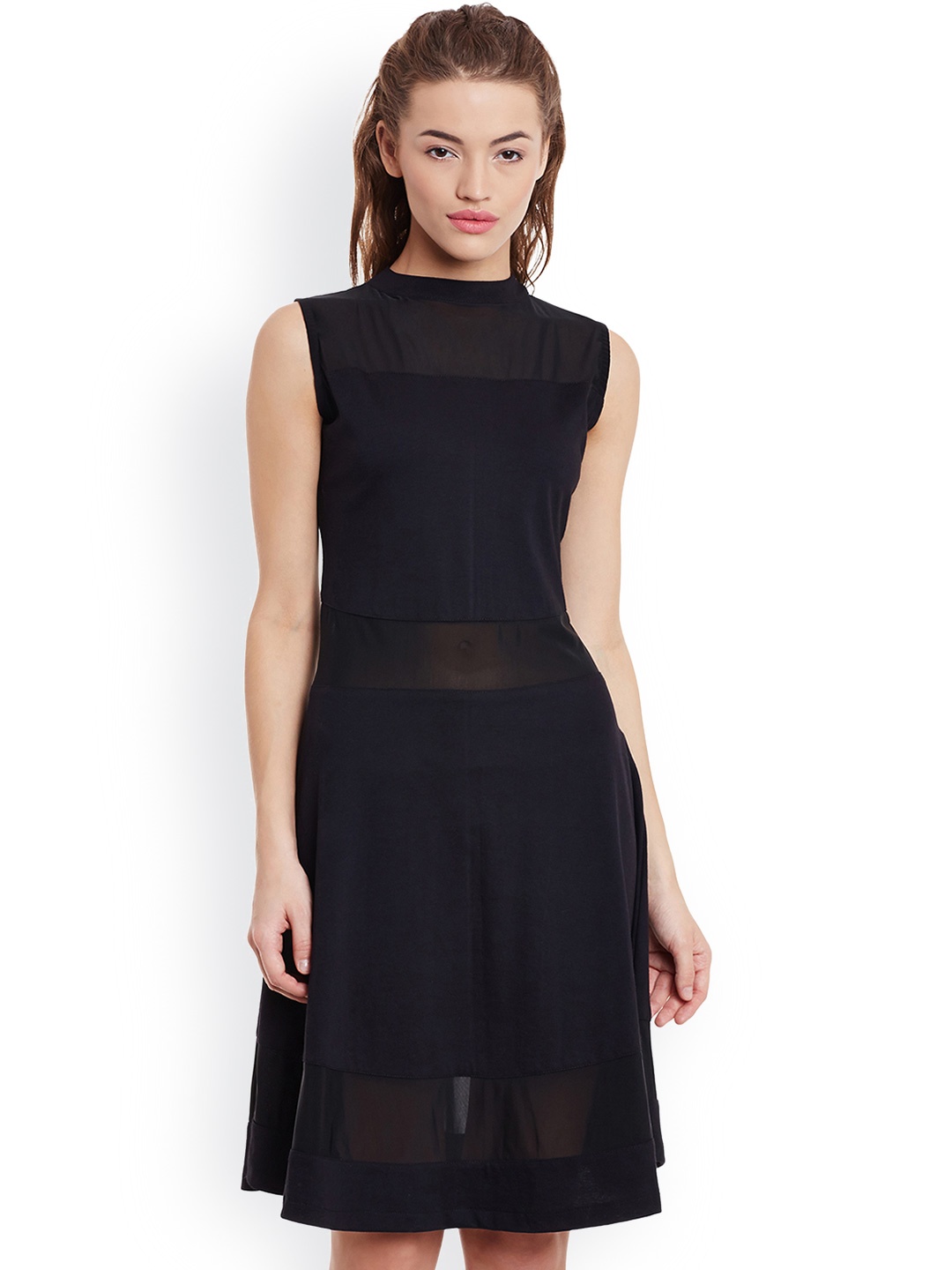 

Miss Chase Women Black Solid A-Line Dress