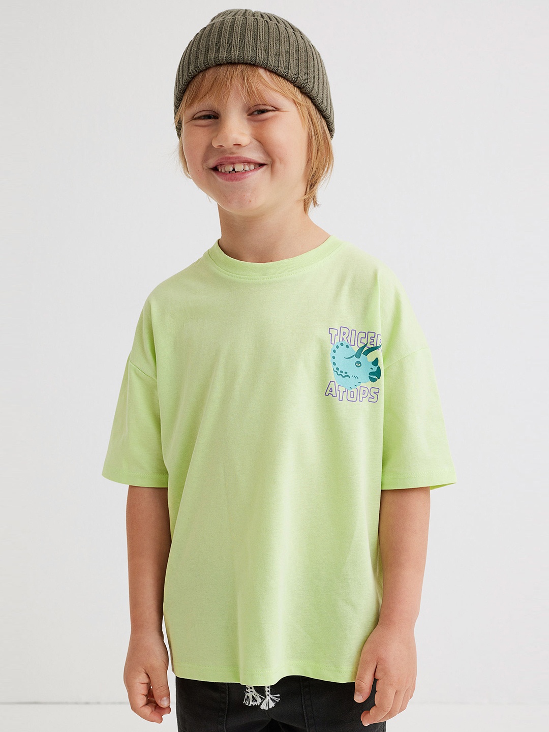 

H&M Boys Green Cotton Oversized T-shirt