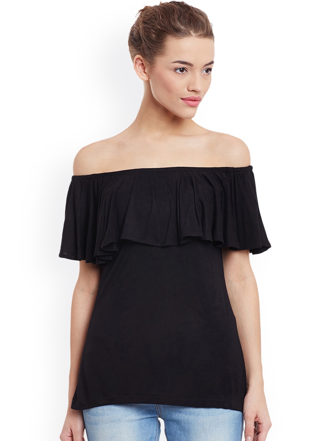 

Miss Chase Women Black Solid Off-Shoulder Top
