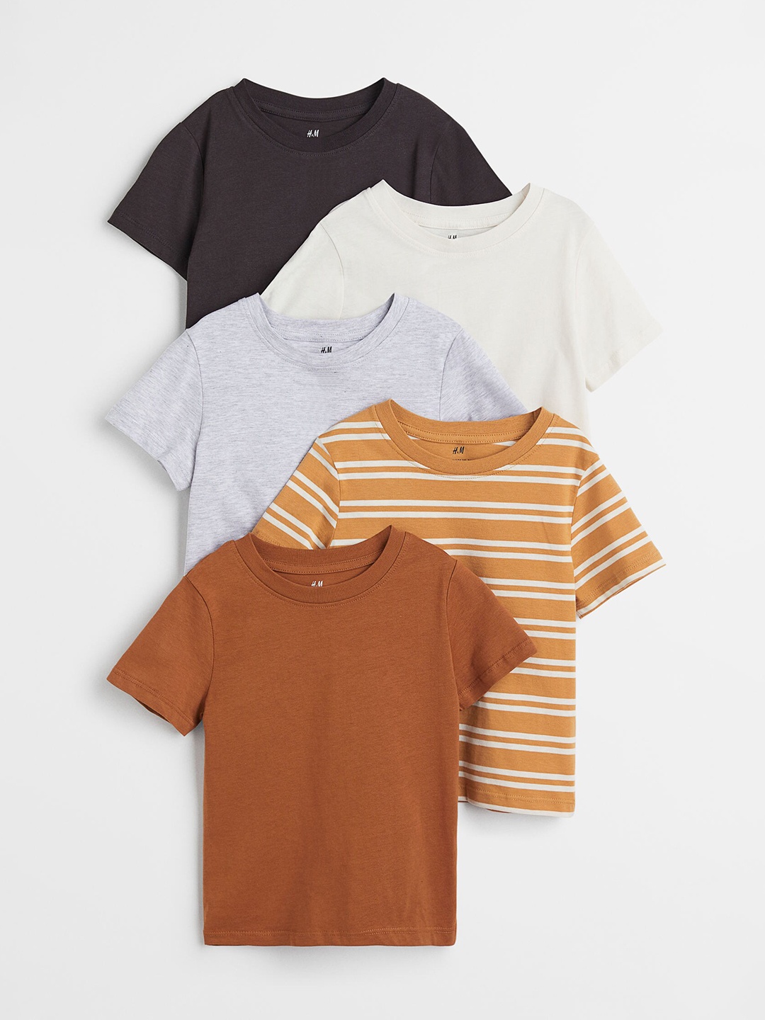 

H&M Boys Beige & Black 5-Pack Cotton T-Shirts