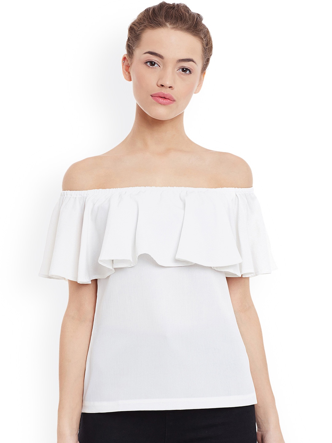 

Miss Chase Women White Solid Off-Shoulder Top