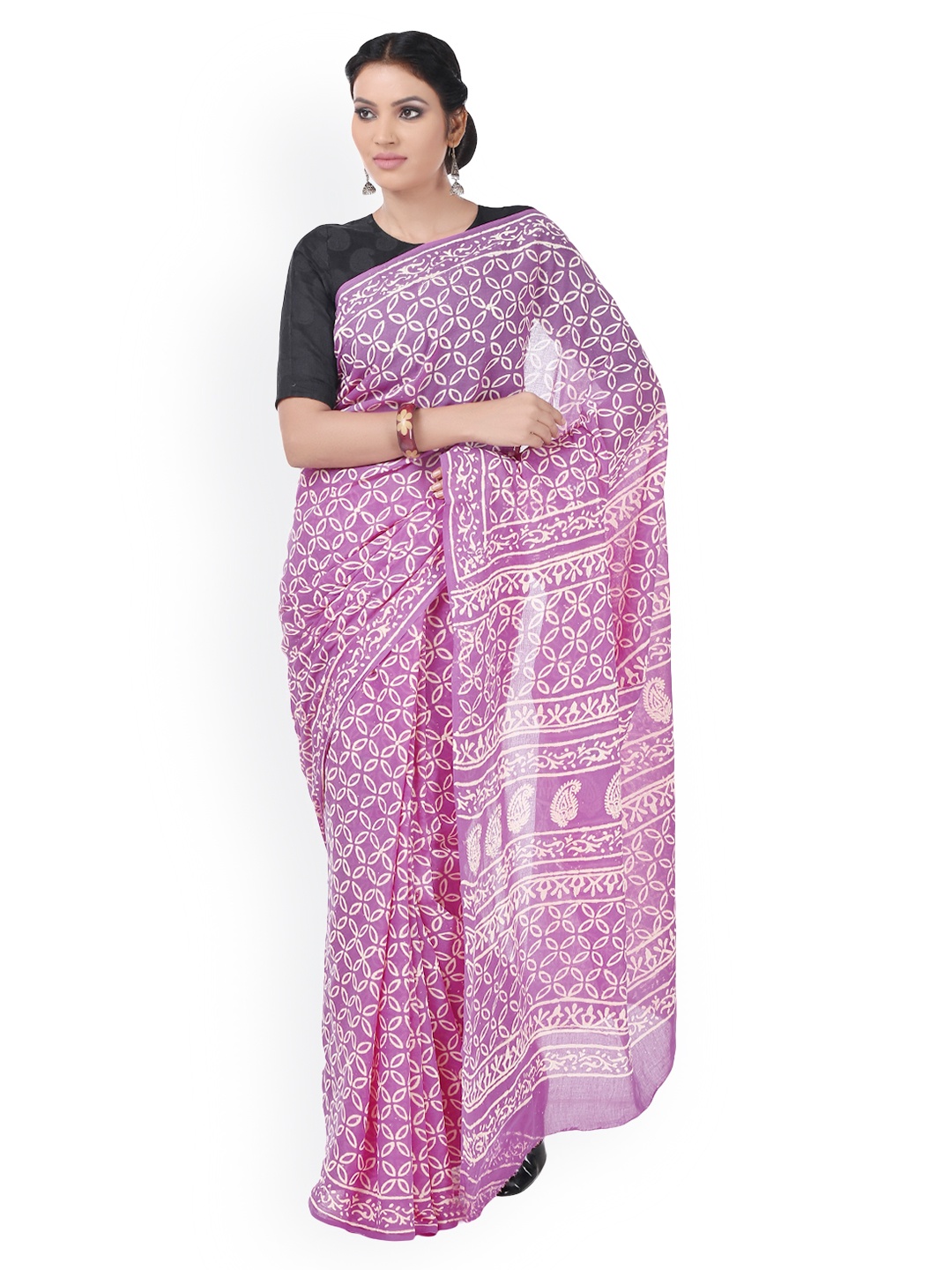 

Kalakari India Pink Dabu Hand Block Print Handcrafted Cotton Sustainable Saree