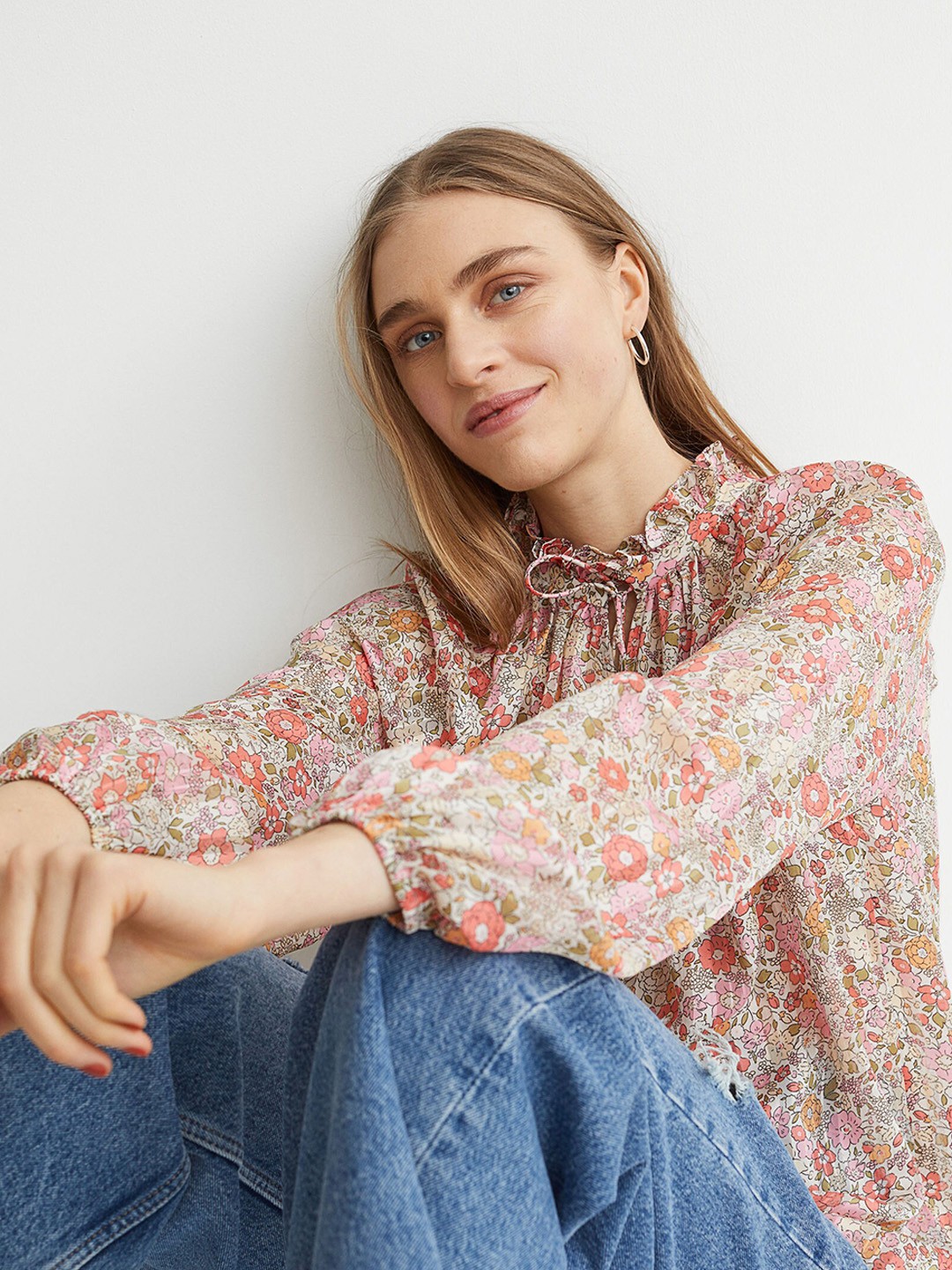 

H&M Women Beige Tie-Detail Blouse