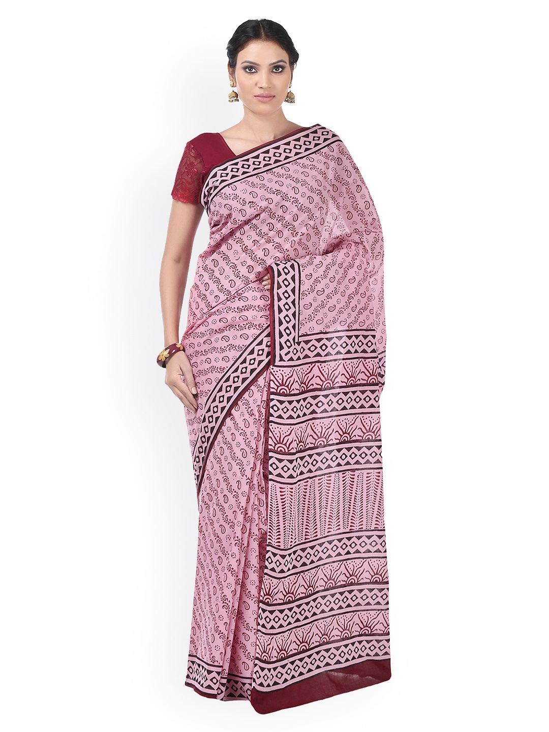 

Kalakari India Pink Bagh Hand Block Print Handcrafted Cotton Sustainable Saree