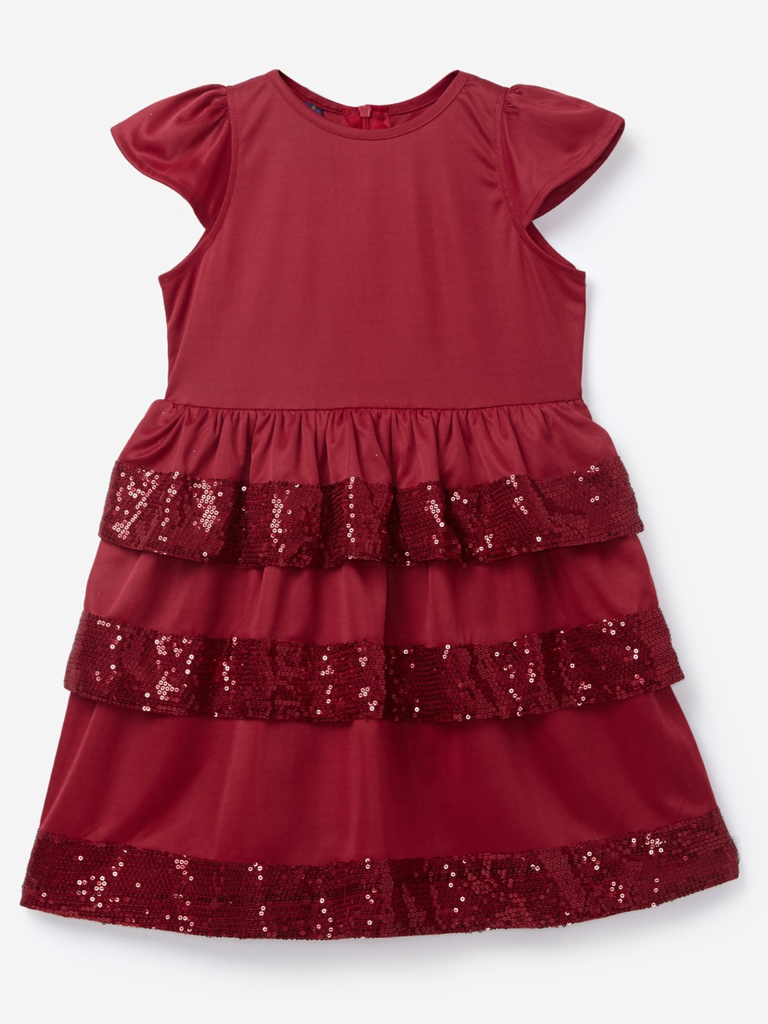 

YK Maroon Layered Satin Dress