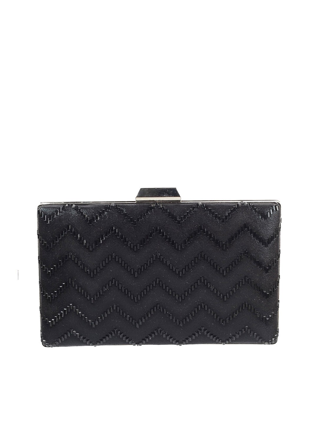 

Metro Black Embellished Box Clutch