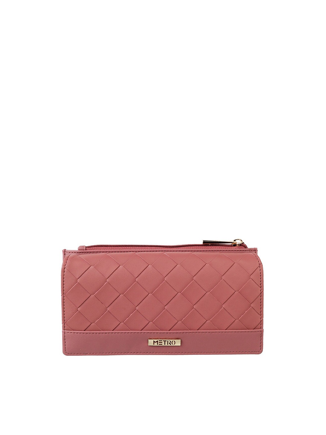 

Metro Peach-Coloured Textured Purse Clutch