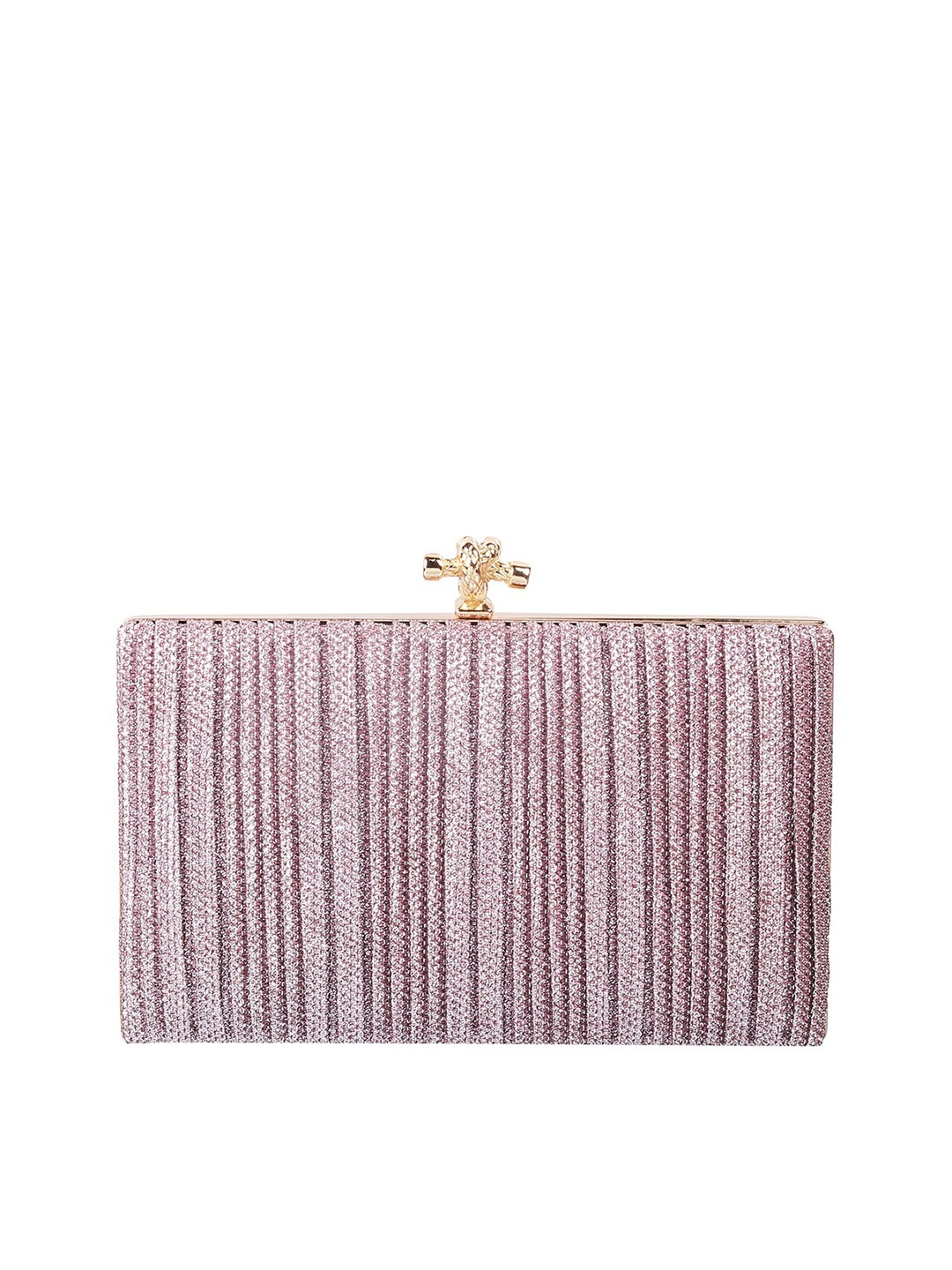 

Metro Pink Textured Embellished Box Clutch