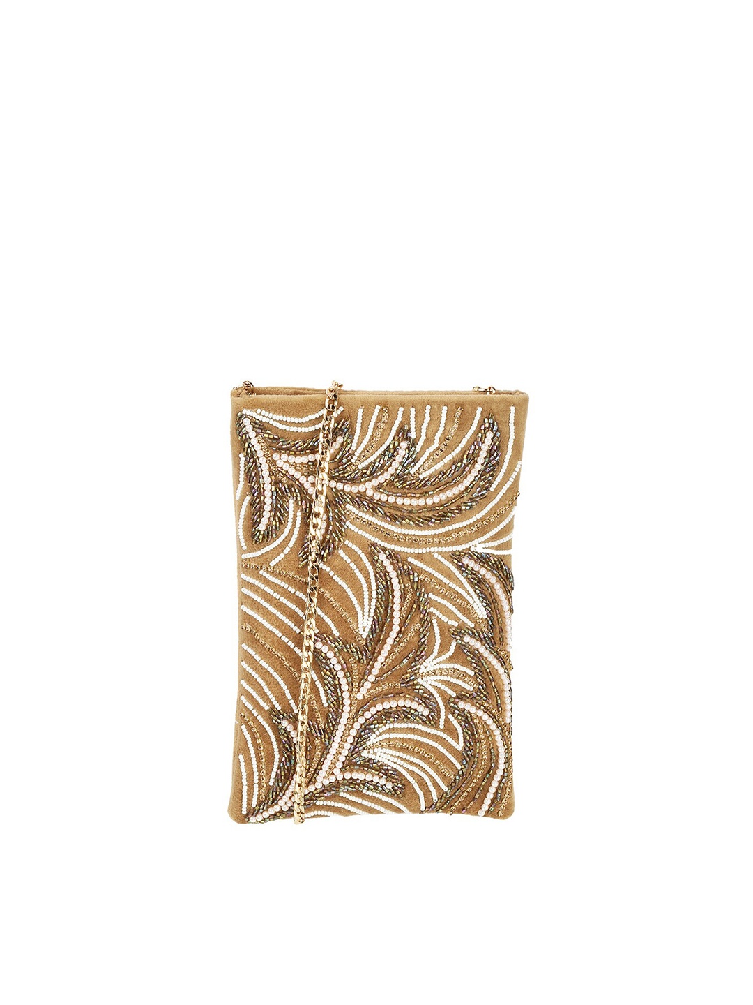 

Metro Gold-Toned & White Embroidered Purse Clutch