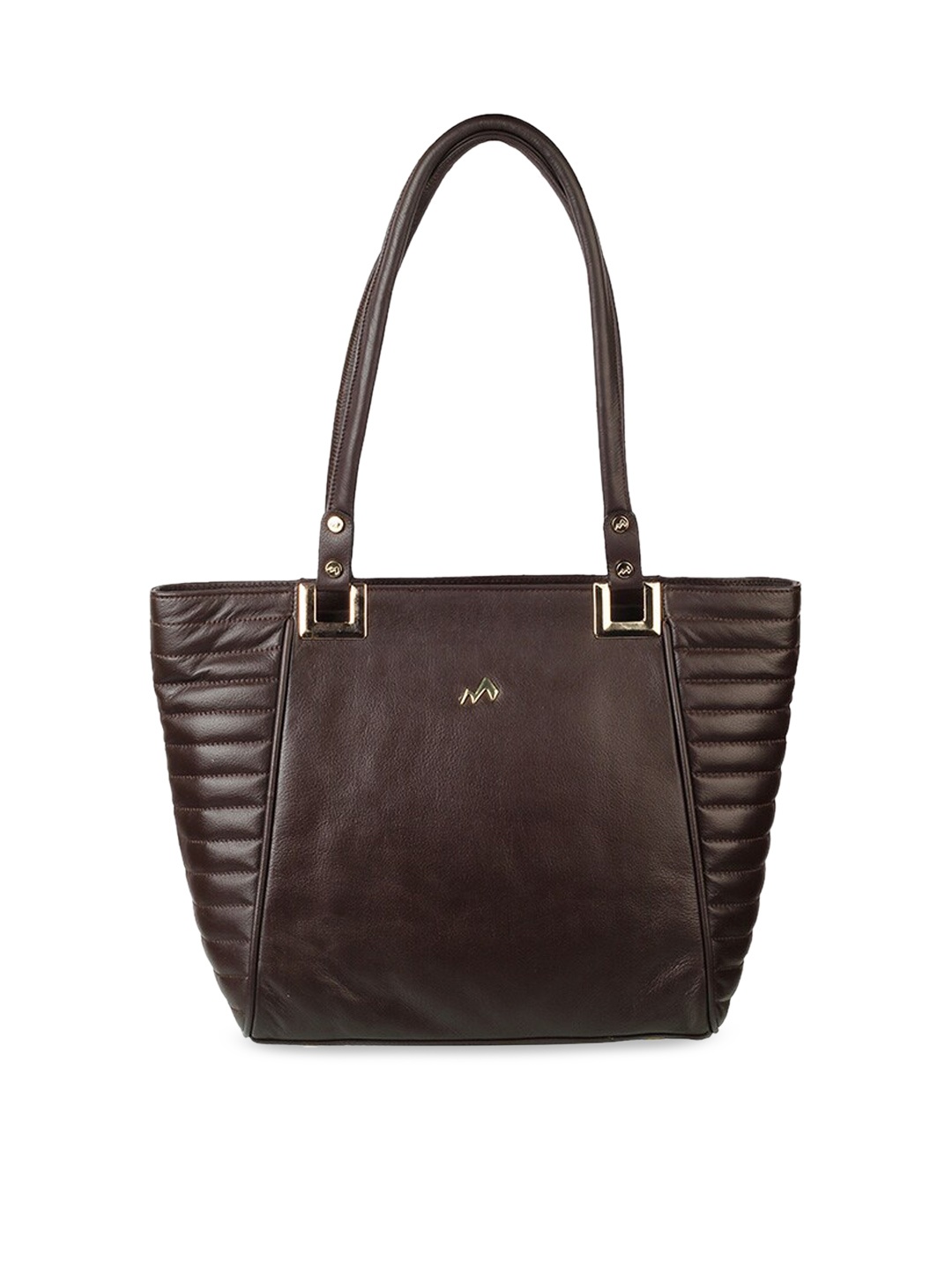 

Metro Brown Textured Leather Structured Shoulder Bag with Quilted