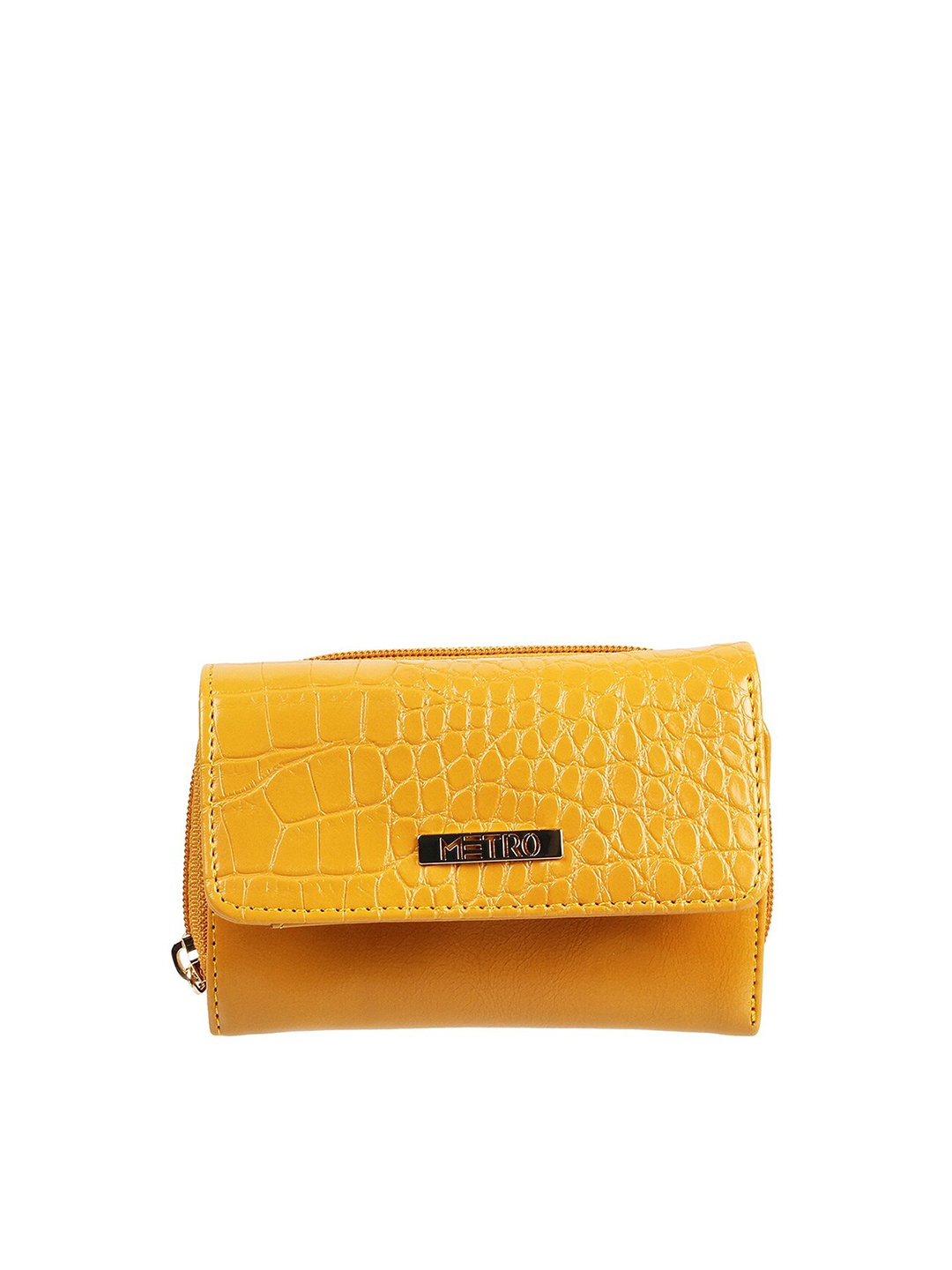 

Metro Yellow Animal Textured Envelope Clutch