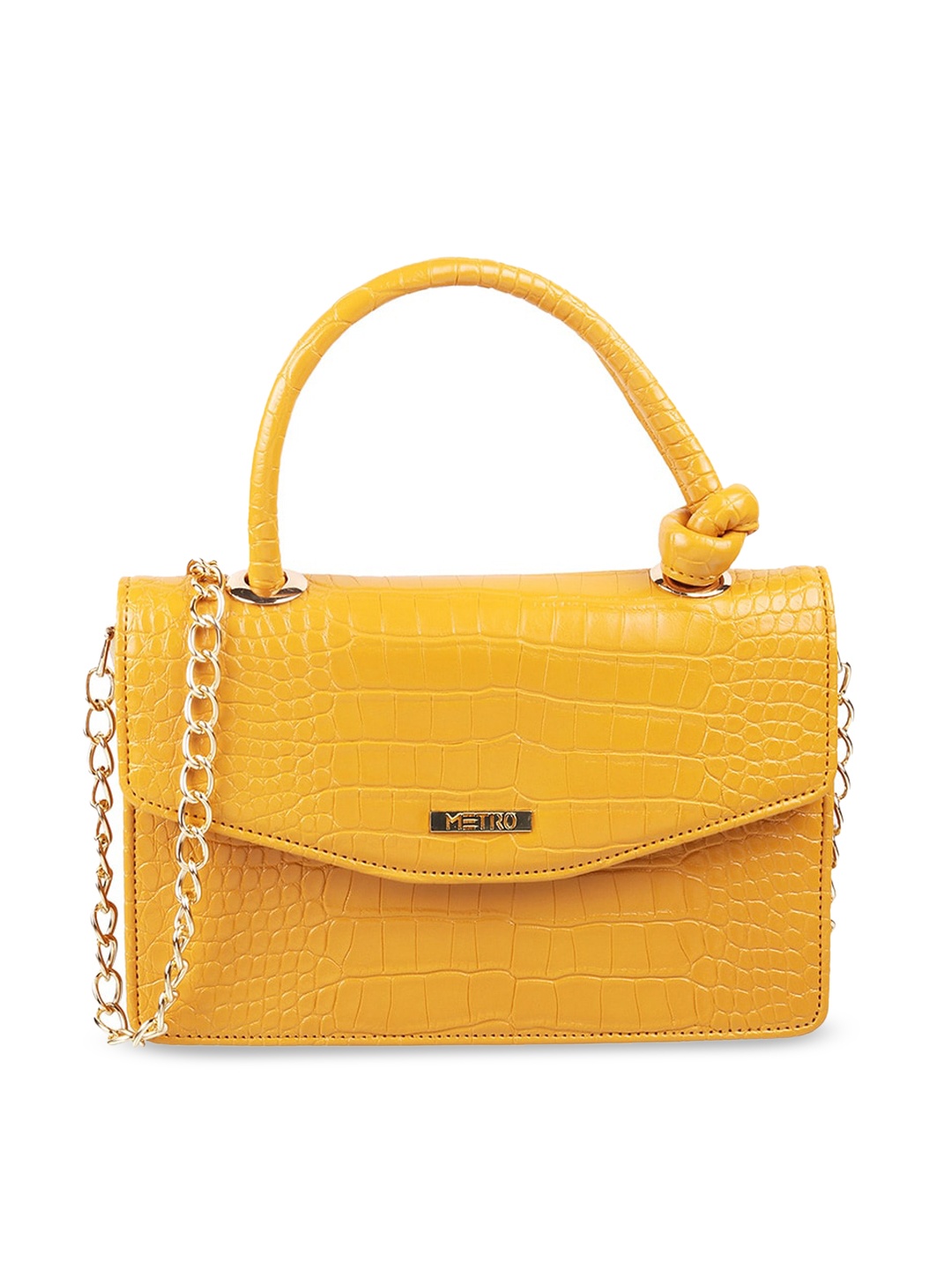 

Metro Yellow Textured PU Structured Handheld Bag