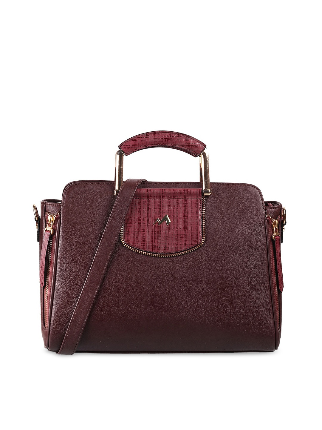 

Metro Maroon Leather Structured Handheld Bag