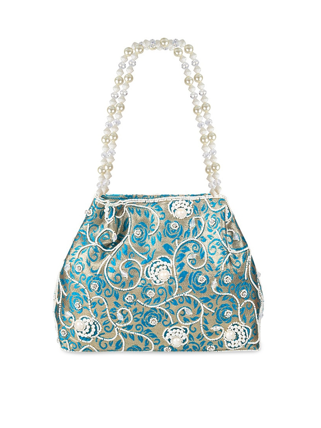 

Mochi Green Ethnic Motifs Printed Structured Handheld Bag