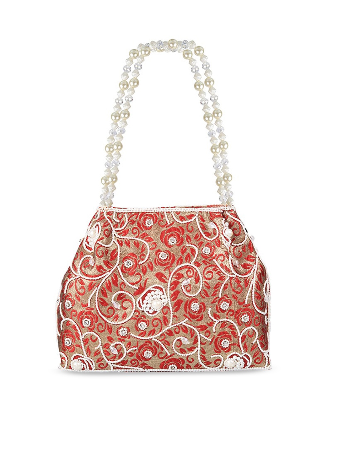 Mochi Maroon Ethnic Motifs Shopper Handheld Bag with Tasselled
