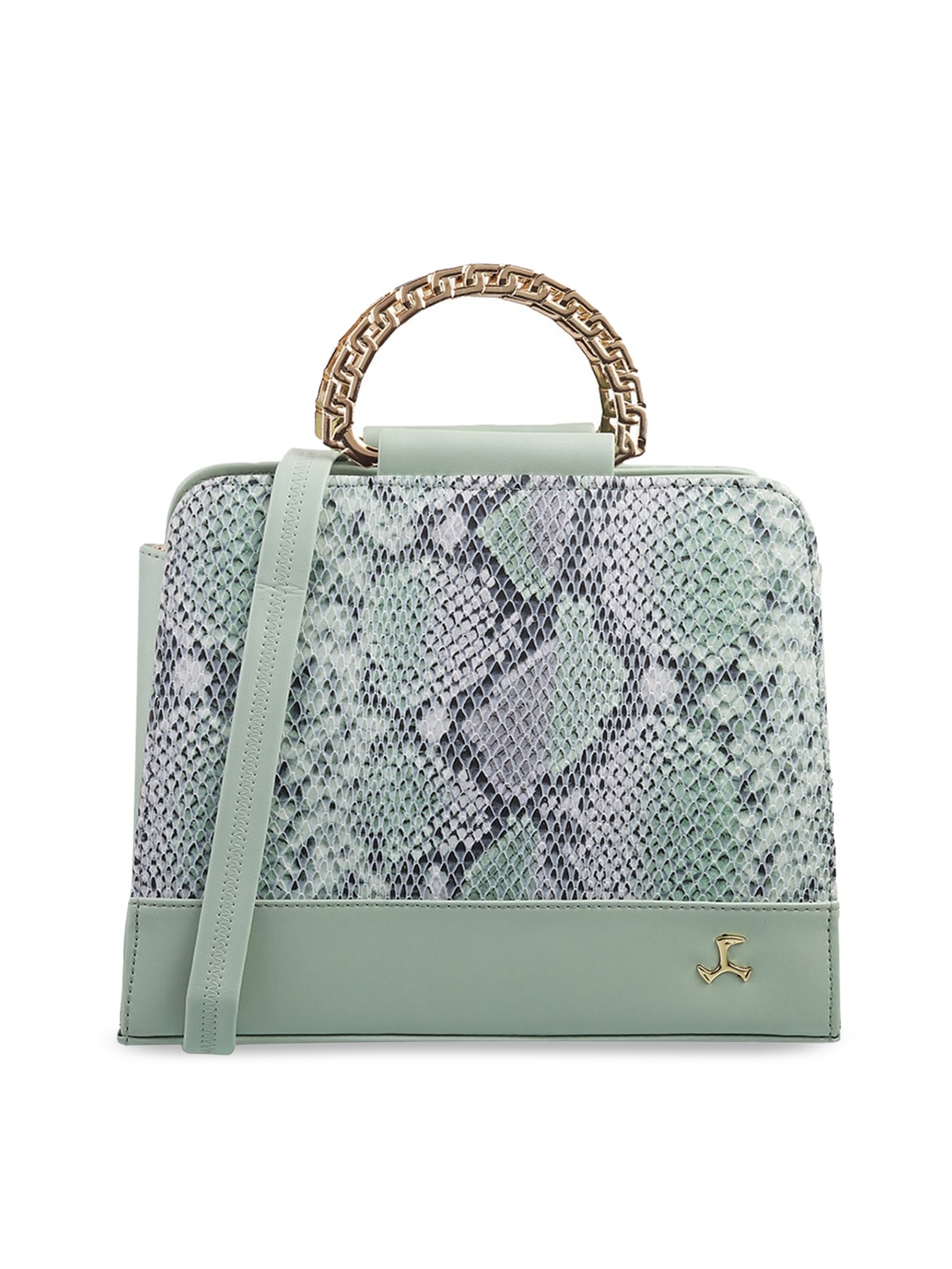 

Mochi Green Animal Textured PU Structured Handheld Bag