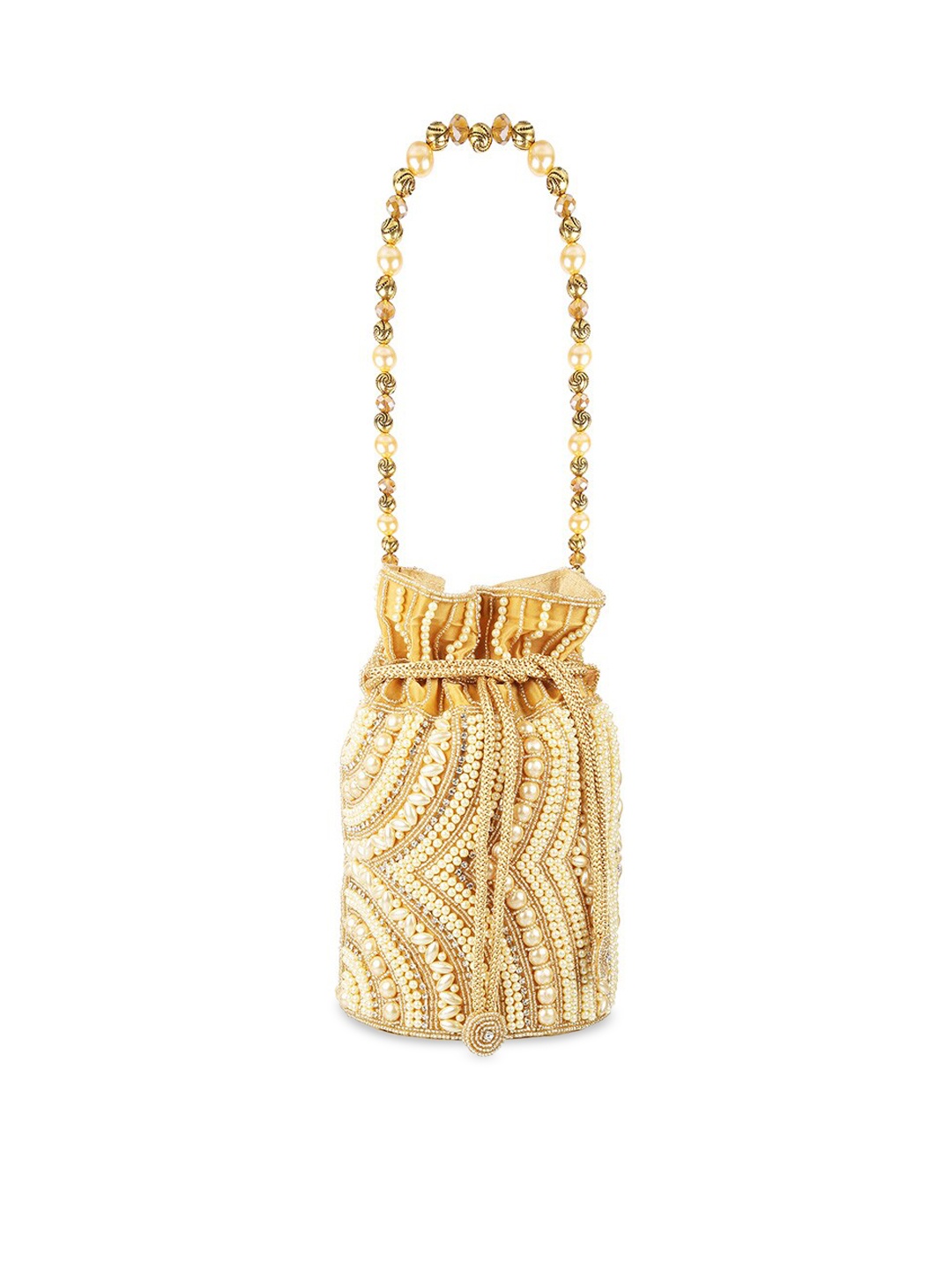 

Mochi Gold-Toned Embellished Bucket Handheld Bag