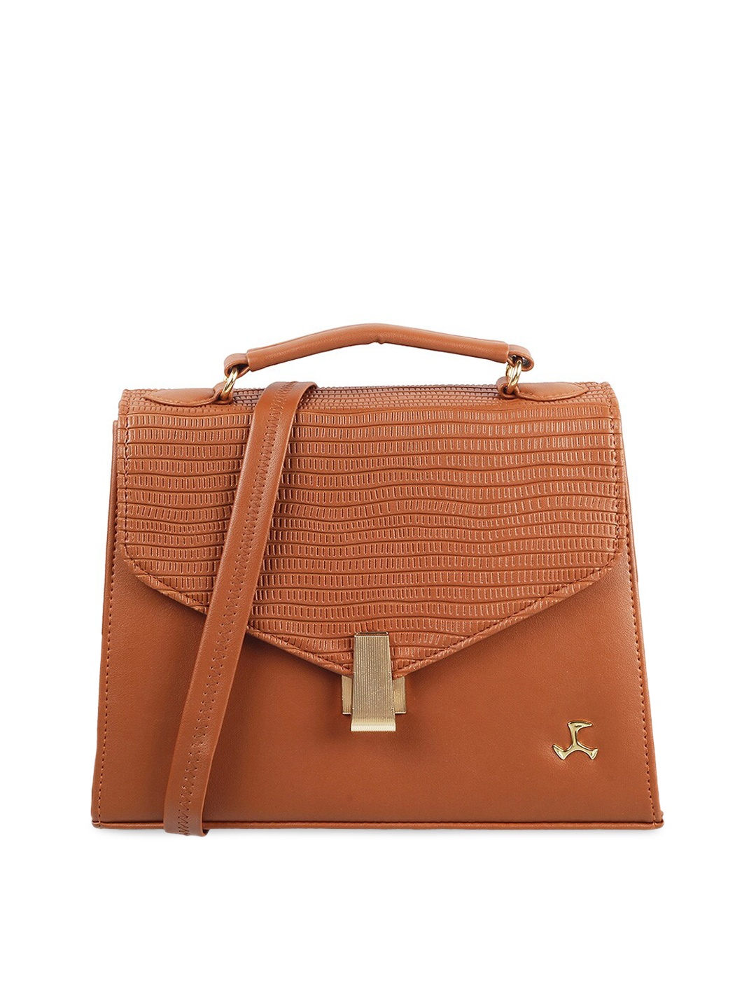 

Mochi Tan Brown Textured PU Structured Handheld Bag