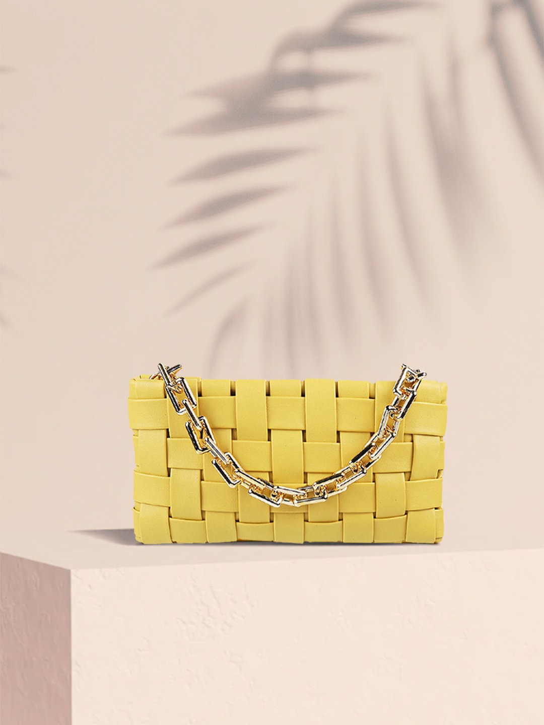 

Mochi Yellow Textured PU Structured Sling Bag