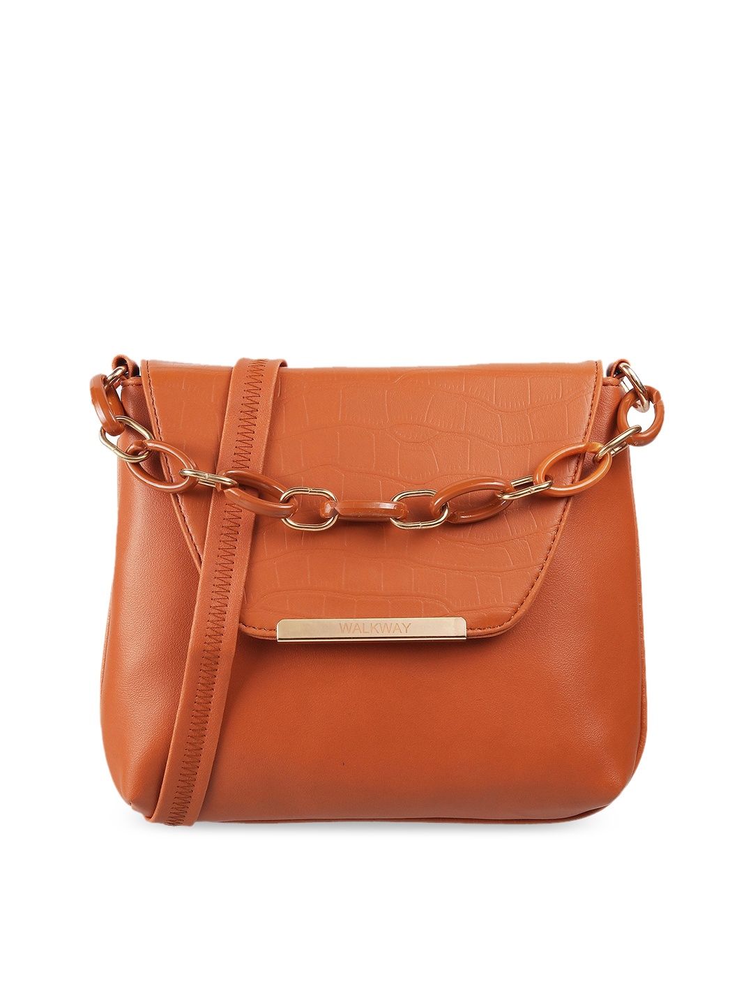 

WALKWAY by Metro Tan Textured Structured Sling Bag