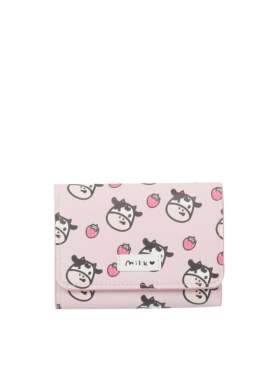 

WALKWAY by Metro Women Peach-Coloured & Black Printed Three Fold Wallet
