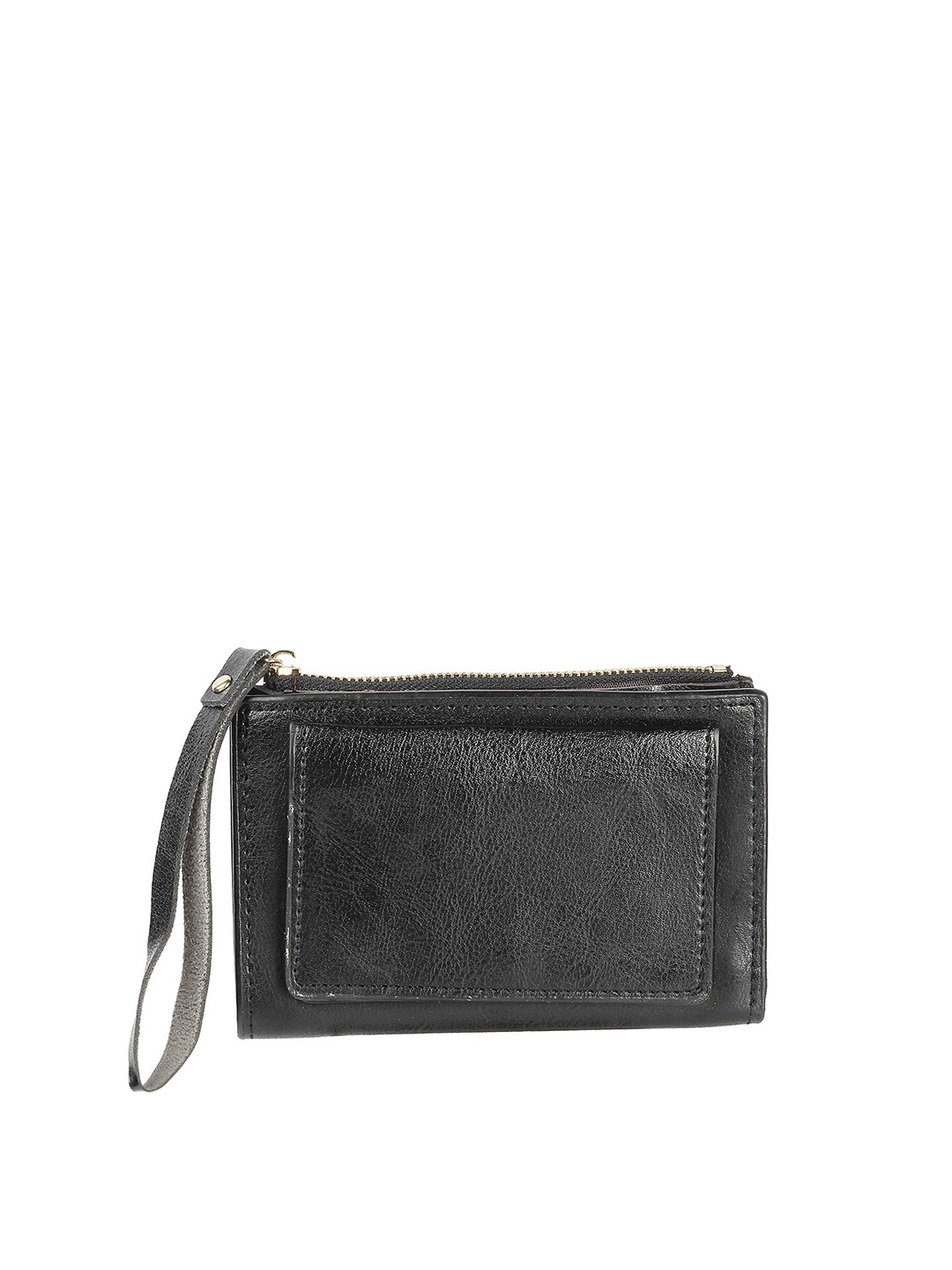 

WALKWAY by Metro Women Black Textured Three Fold Wallet