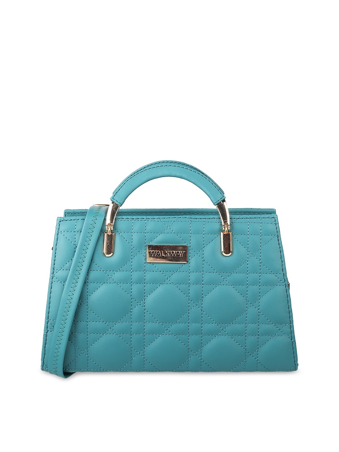 

WALKWAY by Metro Blue Textured Structured Handheld Bag with Quilted Detail