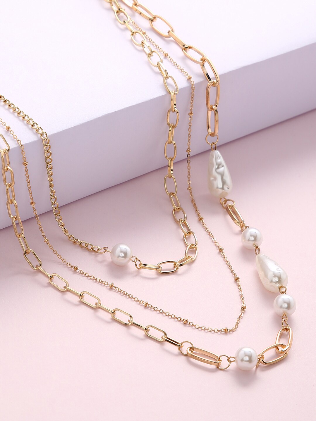 

Sepia Gold-Plated White Layered Necklace