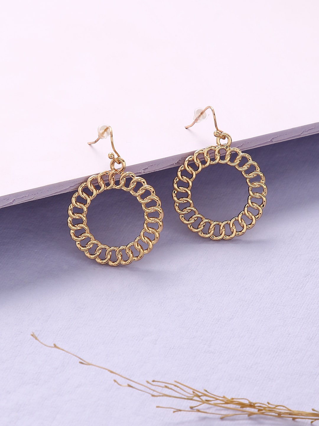 

justpeachy Gold-Plated Circular Drop Earrings