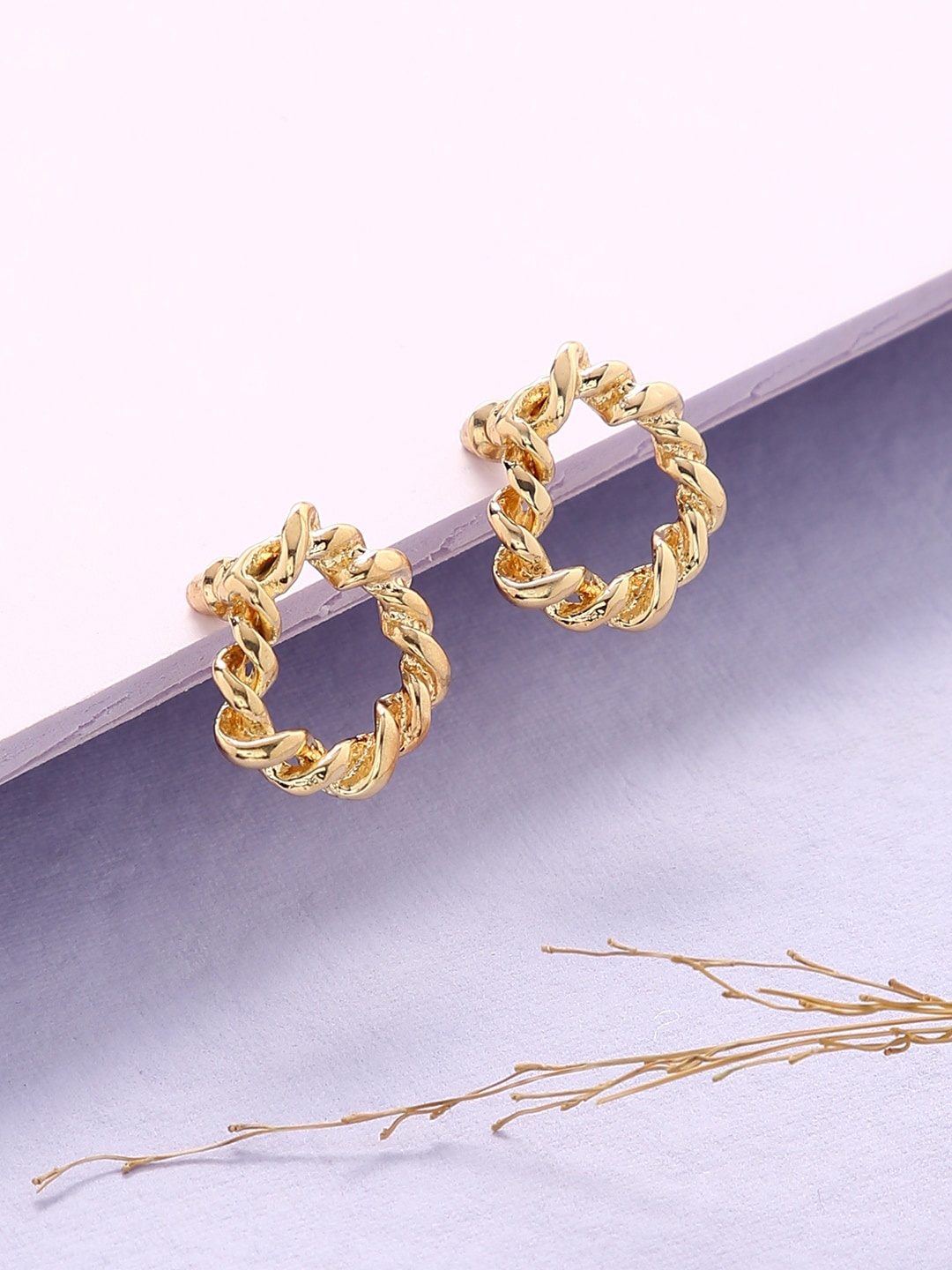 

justpeachy Gold-Toned Contemporary Stud Earrings