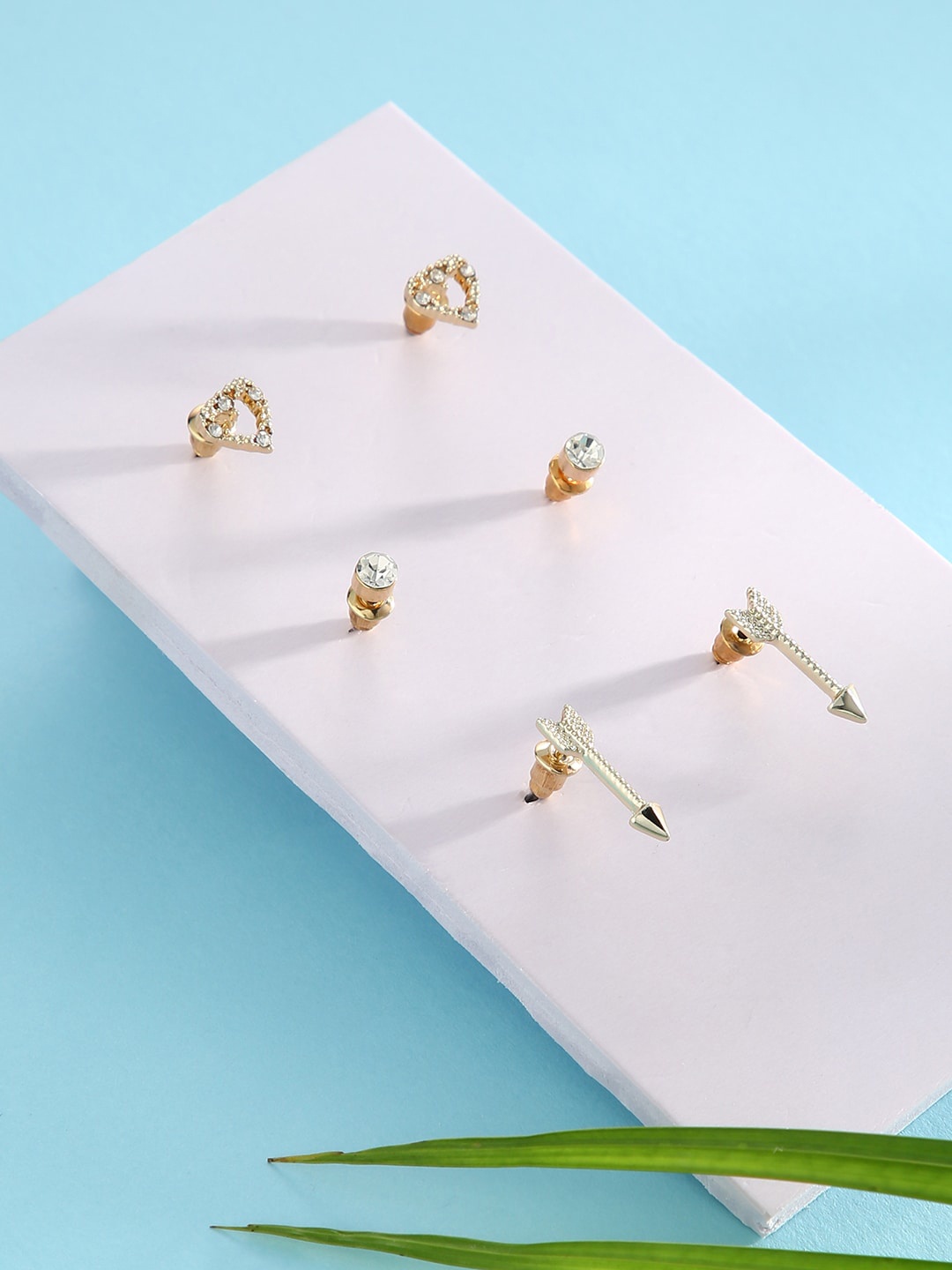 

justpeachy Gold-Plated Set Of 3 Studs