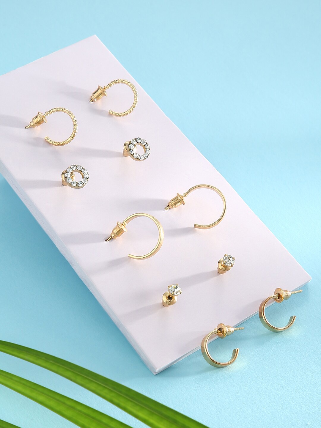 

justpeachy Gold-Plated Set Of 5 Earrings