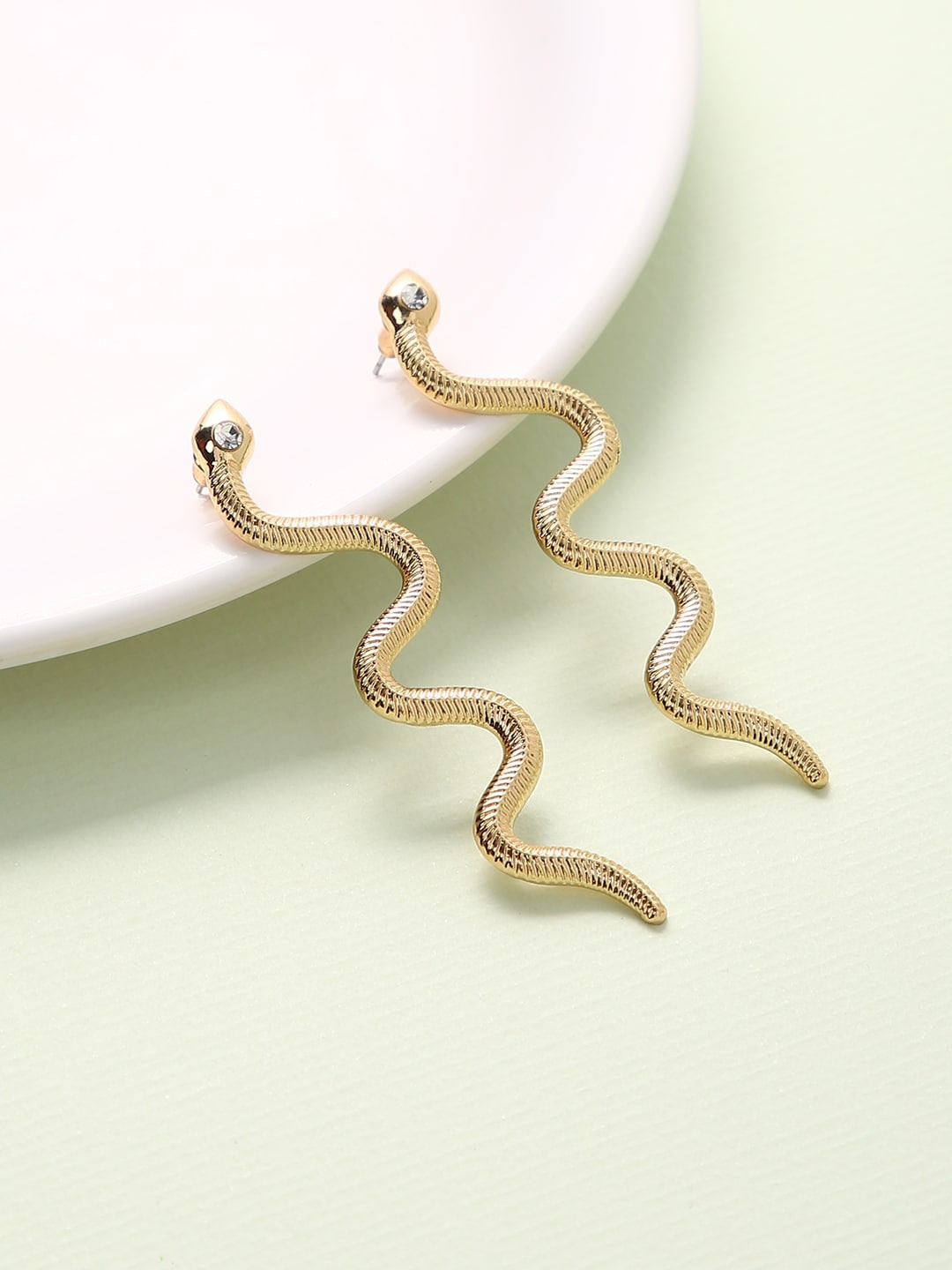 

Sepia Gold-Plated Snake Shaped Drop Earrings