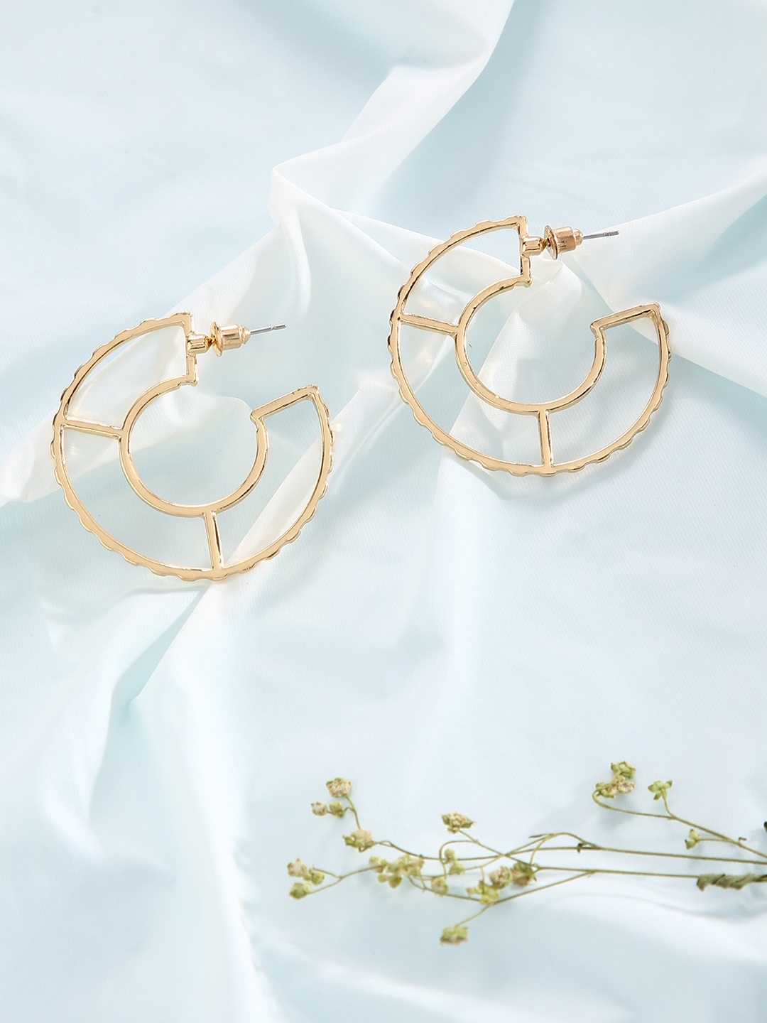 

Just Peachy Gold-Toned Contemporary Half Hoop Earrings